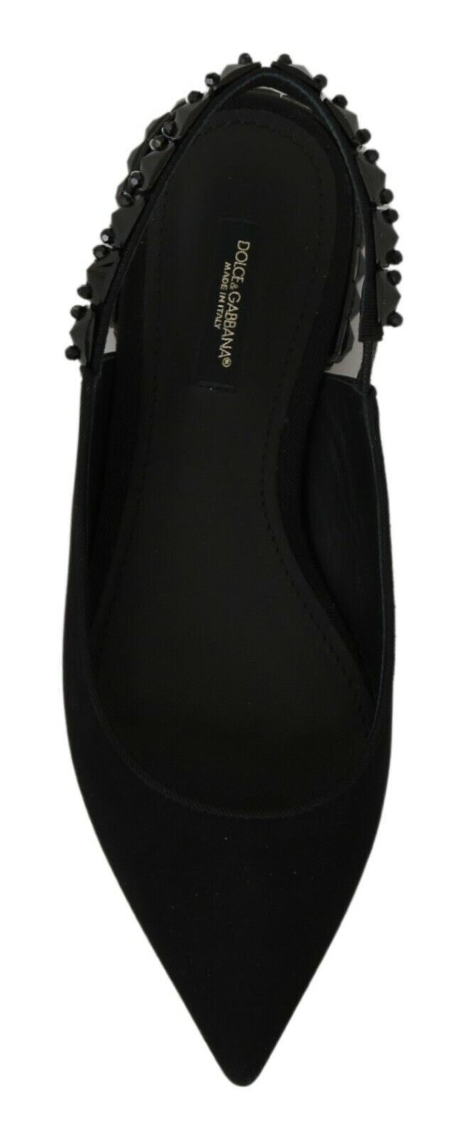 Scarpe slingback in charmeuse nera con tacco basso Dolce & Gabbana