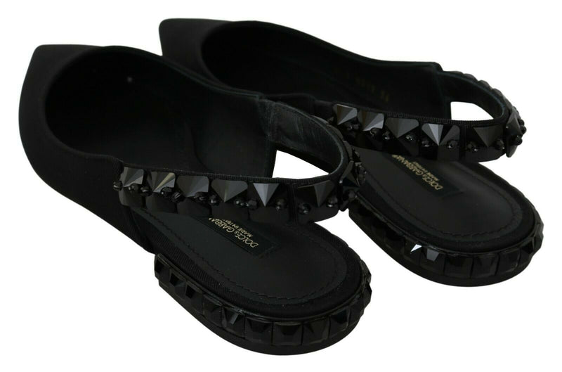 Scarpe slingback in charmeuse nera con tacco basso Dolce & Gabbana