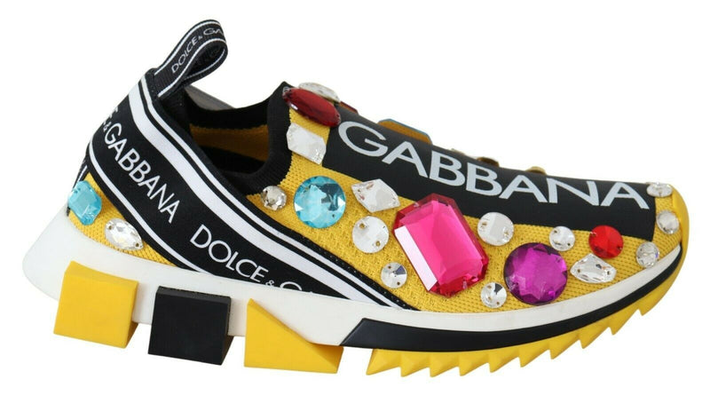 Sneakers gialle multicolore con cristalli Dolce & Gabbana