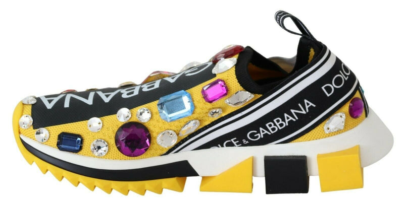 Sneakers gialle multicolore con cristalli Dolce & Gabbana