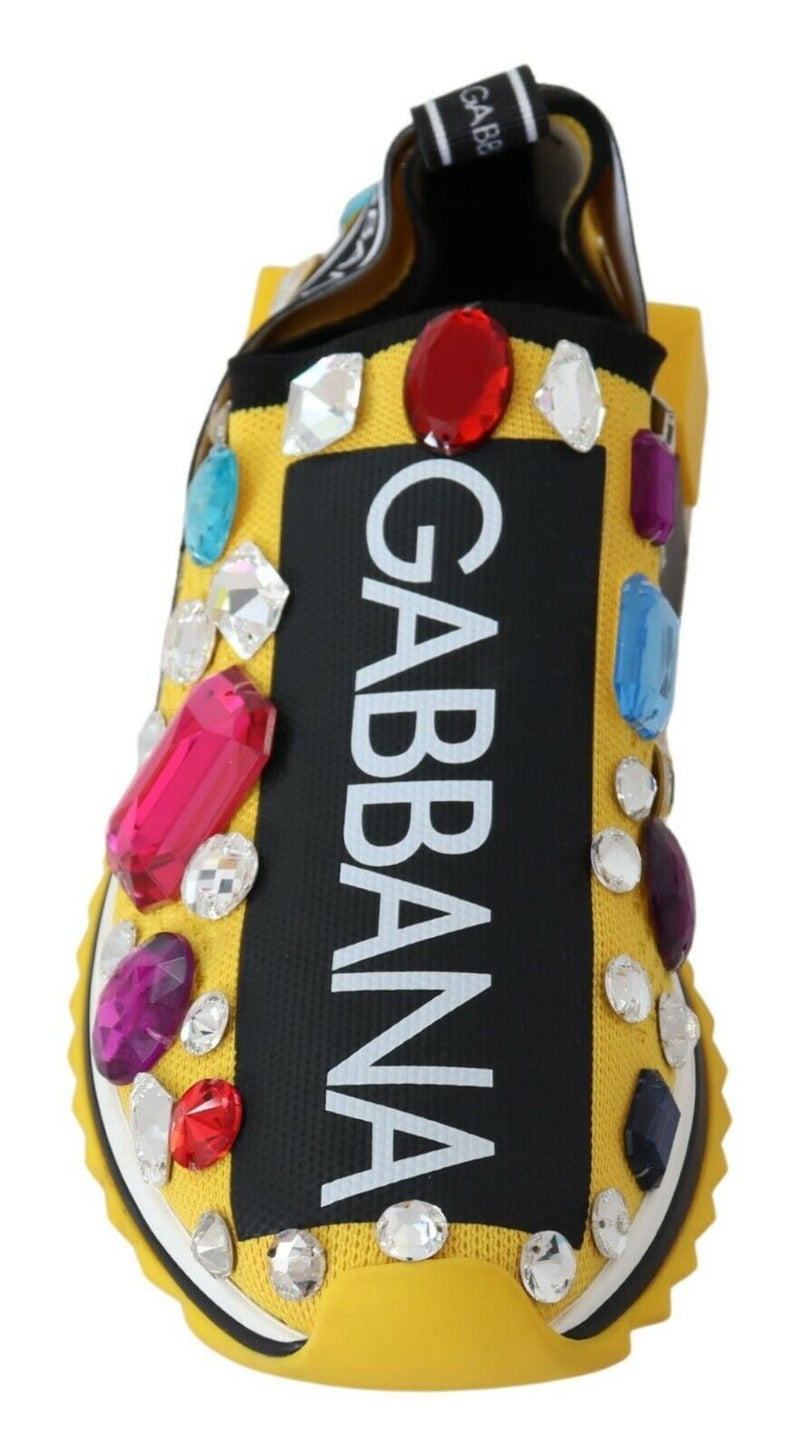 Sneakers gialle multicolore con cristalli Dolce & Gabbana