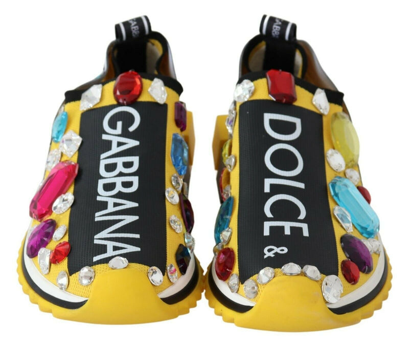 Sneakers gialle multicolore con cristalli Dolce & Gabbana