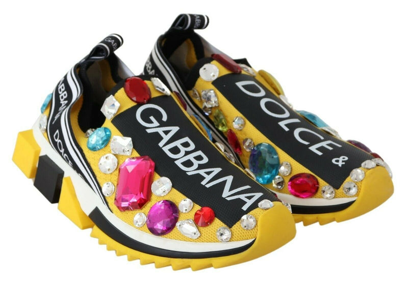 Sneakers gialle multicolore con cristalli Dolce & Gabbana
