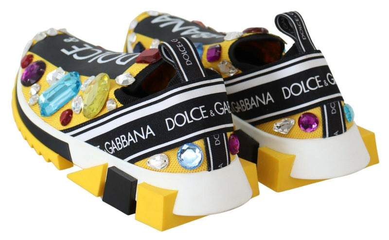 Sneakers gialle multicolore con cristalli Dolce & Gabbana
