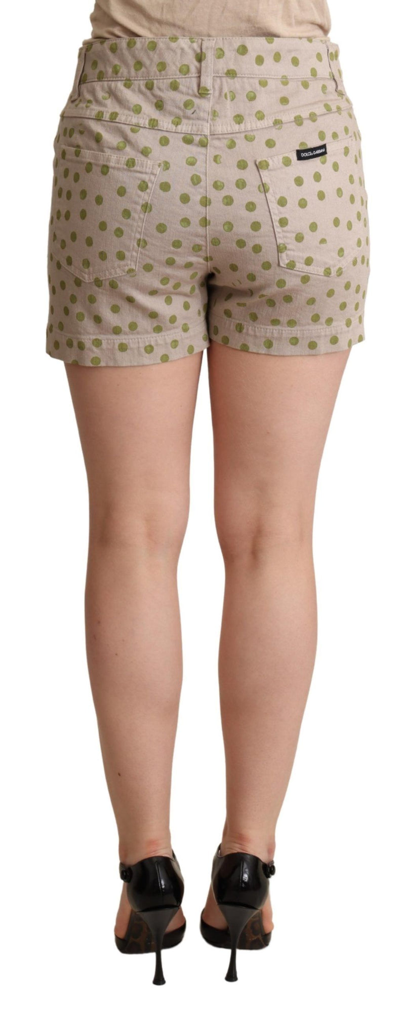 Pantalones cortos vaqueros beige de algodón elástico con lunares de Dolce & Gabbana