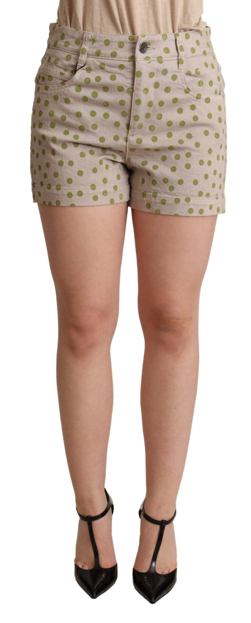 Pantalones cortos vaqueros beige de algodón elástico con lunares de Dolce & Gabbana