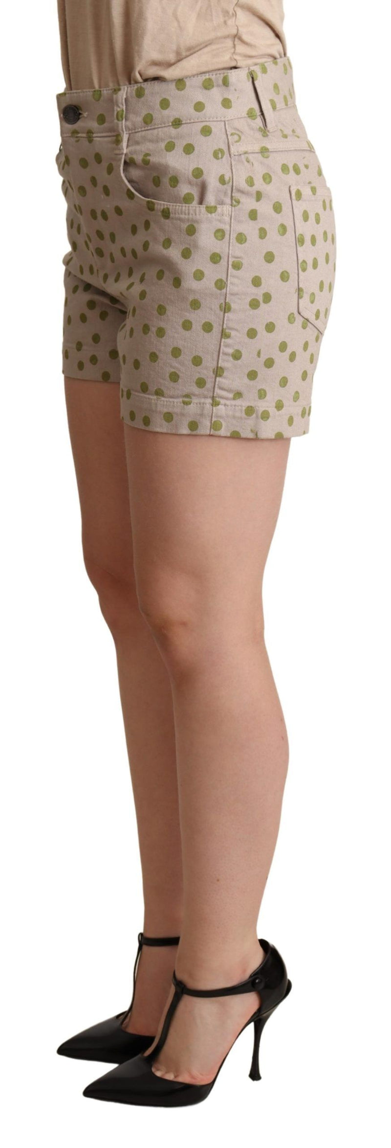 Pantalones cortos vaqueros beige de algodón elástico con lunares de Dolce & Gabbana