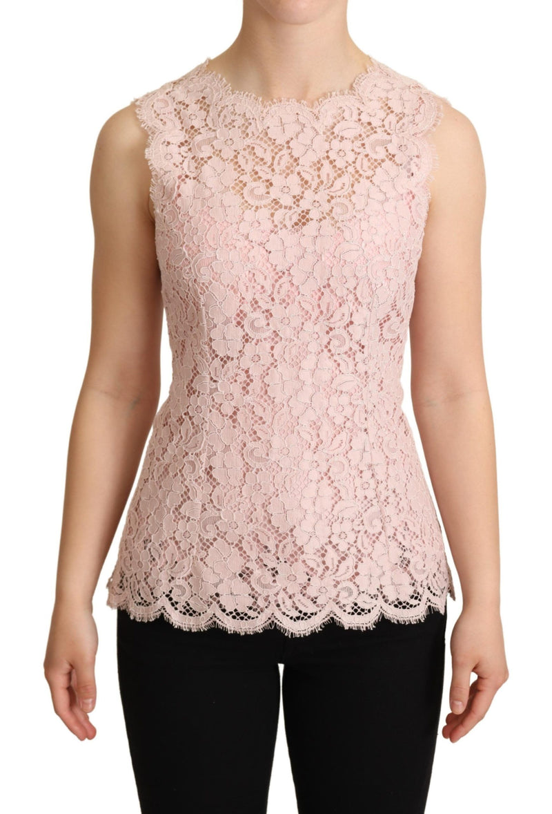 Blusa de tirantes de encaje floral rosa de Dolce & Gabbana