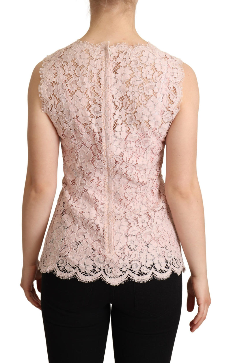 Blusa de tirantes de encaje floral rosa de Dolce & Gabbana