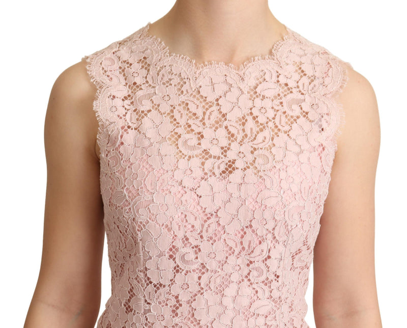 Blusa de tirantes de encaje floral rosa de Dolce & Gabbana