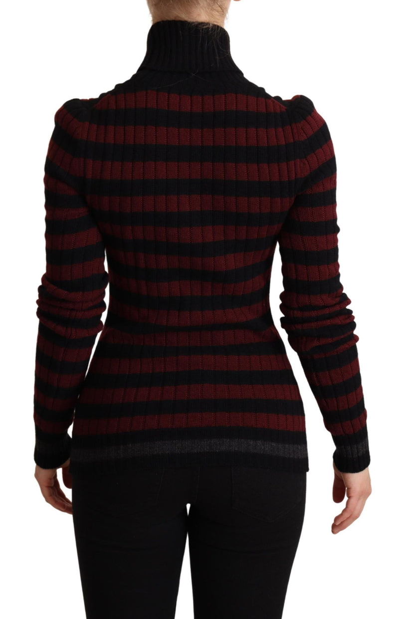 Pullover in lana nera a righe rosse Dolce & Gabbana