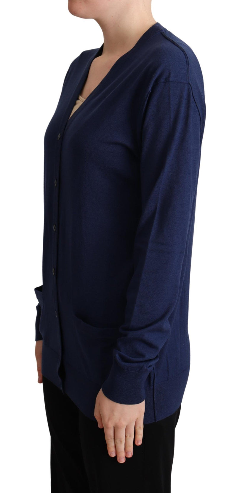 Cardigan blu in lana vergine con bottoni Dolce & Gabbana