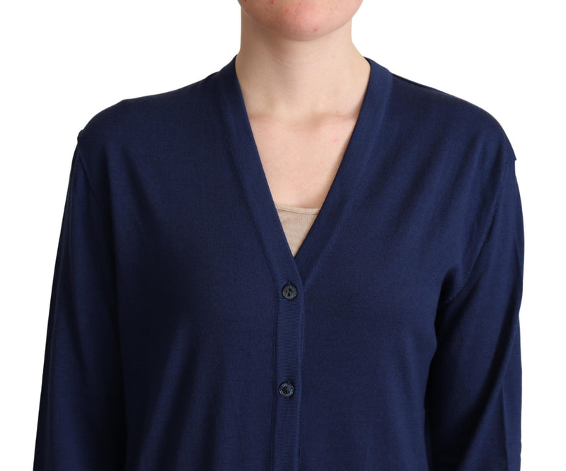 Cardigan blu in lana vergine con bottoni Dolce & Gabbana