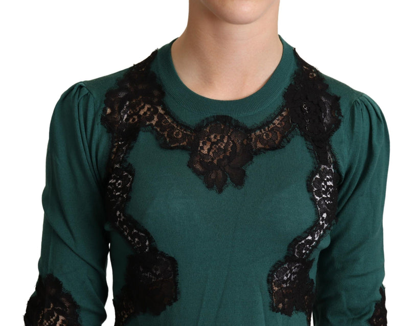 Suéter verde de lã com gola redonda da Dolce & Gabbana
