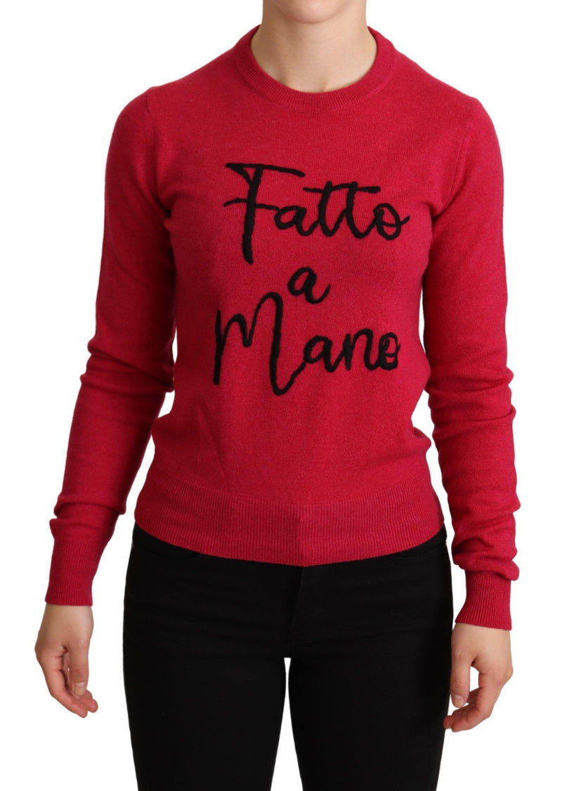 Pullover in cashmere e lana rosa con ricami Dolce & Gabbana