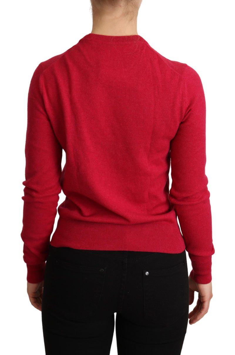 Pullover in cashmere e lana rosa con ricami Dolce & Gabbana