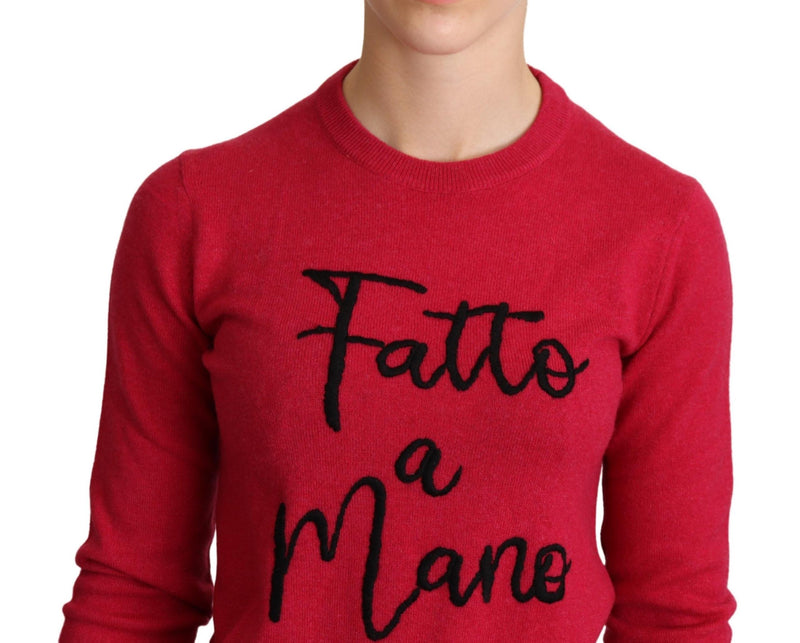 Pullover in cashmere e lana rosa con ricami Dolce & Gabbana
