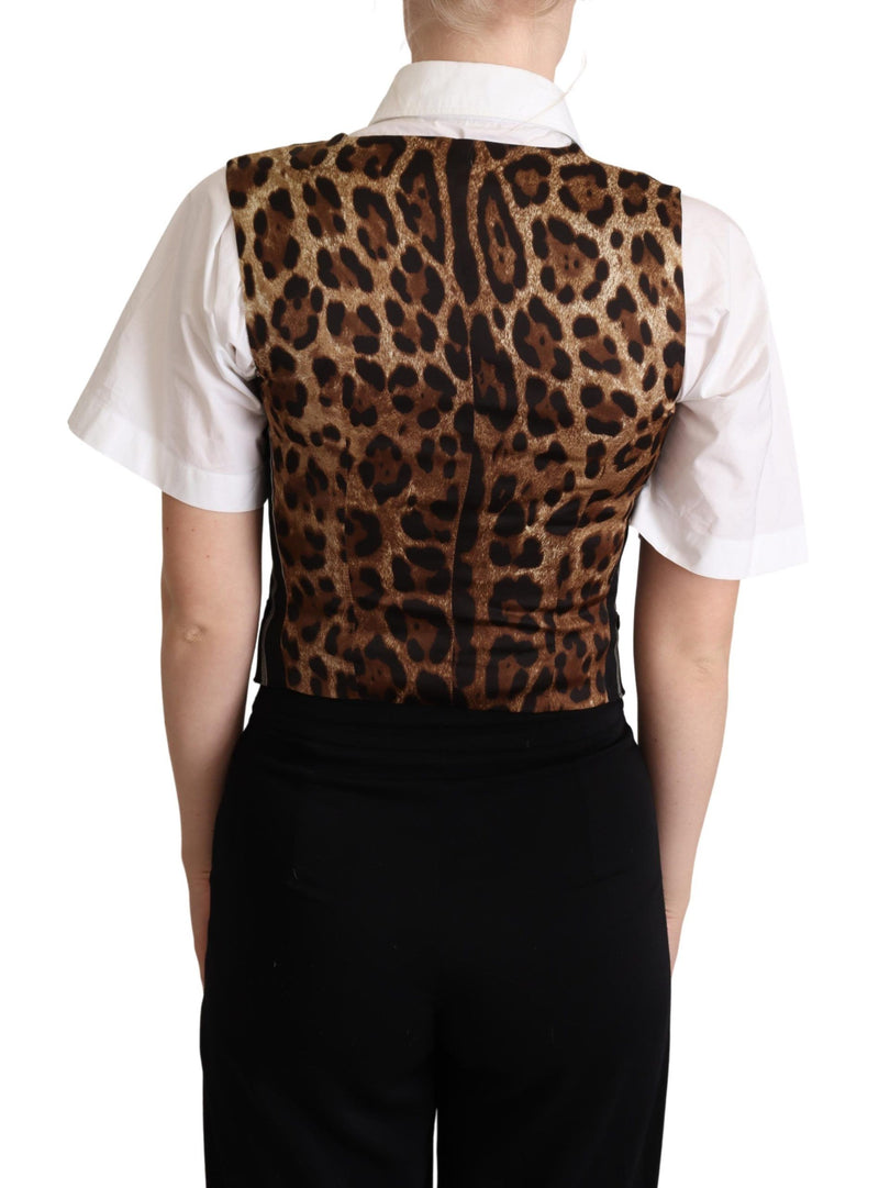Gilet nero a righe con stampa leopardata Dolce & Gabbana
