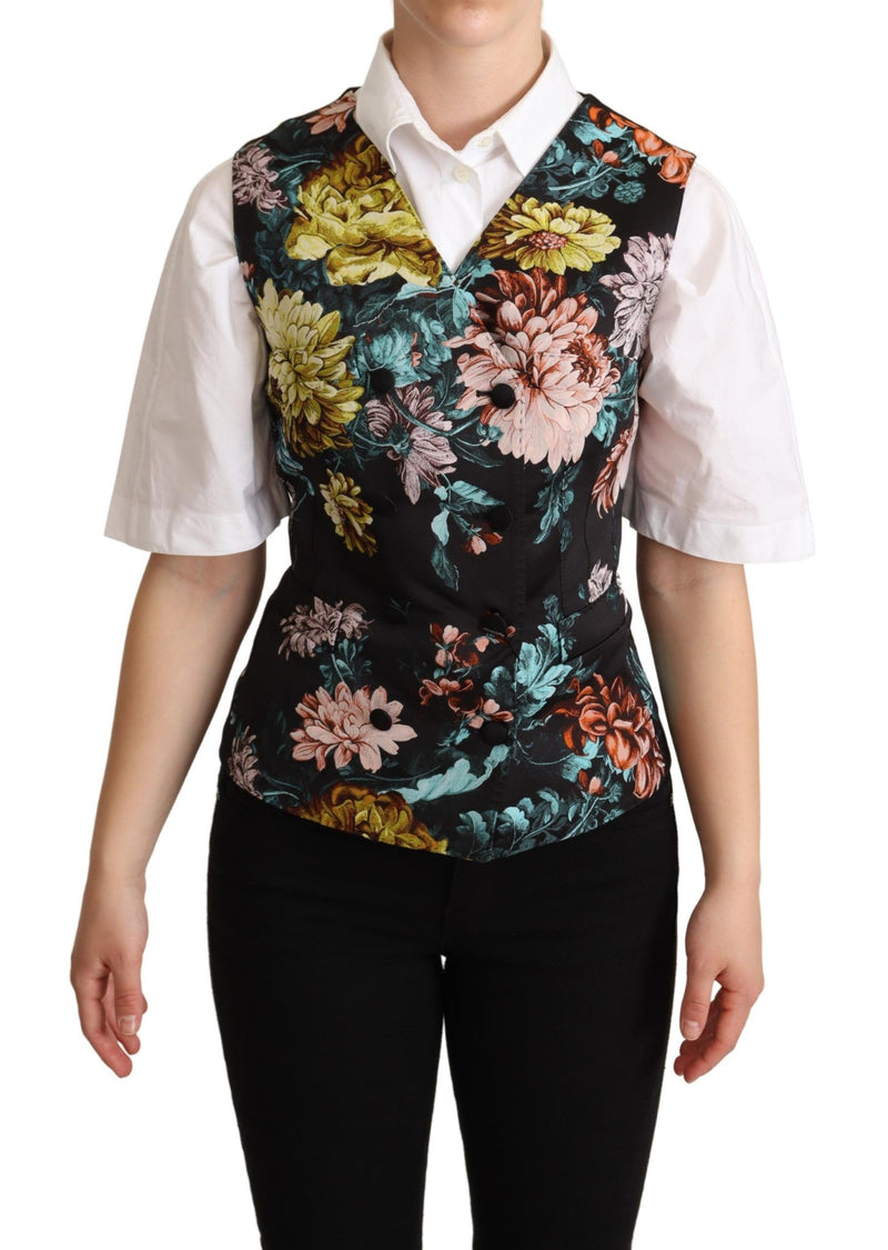 Colete preto de jacquard floral da Dolce & Gabbana