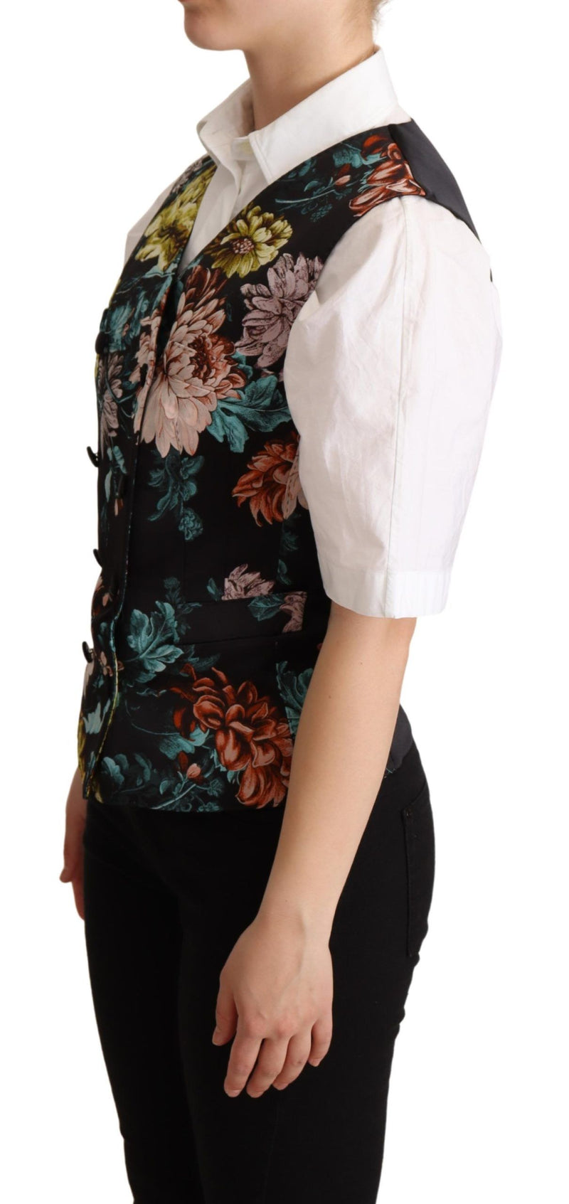 Colete preto de jacquard floral da Dolce & Gabbana