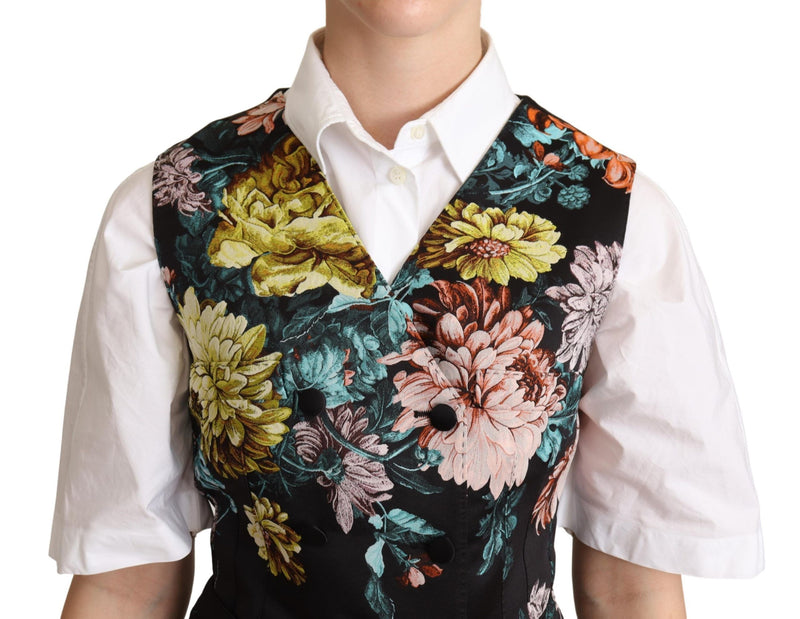 Colete preto de jacquard floral da Dolce & Gabbana