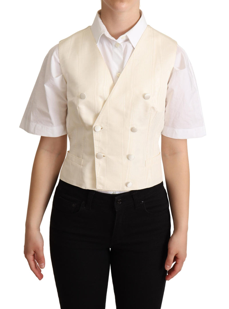 Colete sem mangas de seda bege Dolce & Gabbana