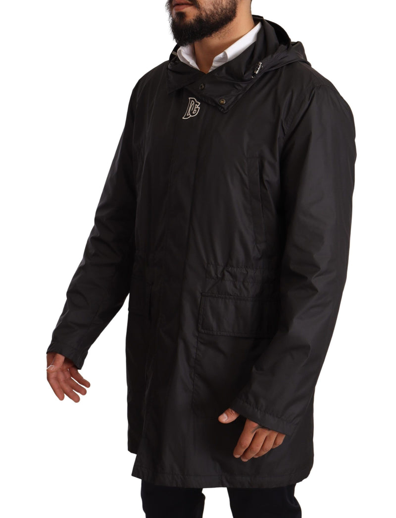 Trench nero con cappuccio da uomo Dolce & Gabbana