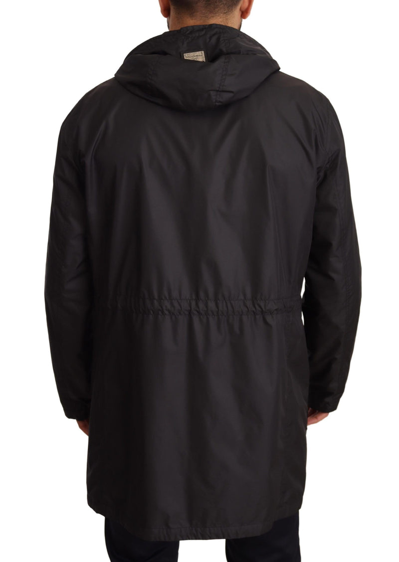 Trench nero con cappuccio da uomo Dolce & Gabbana
