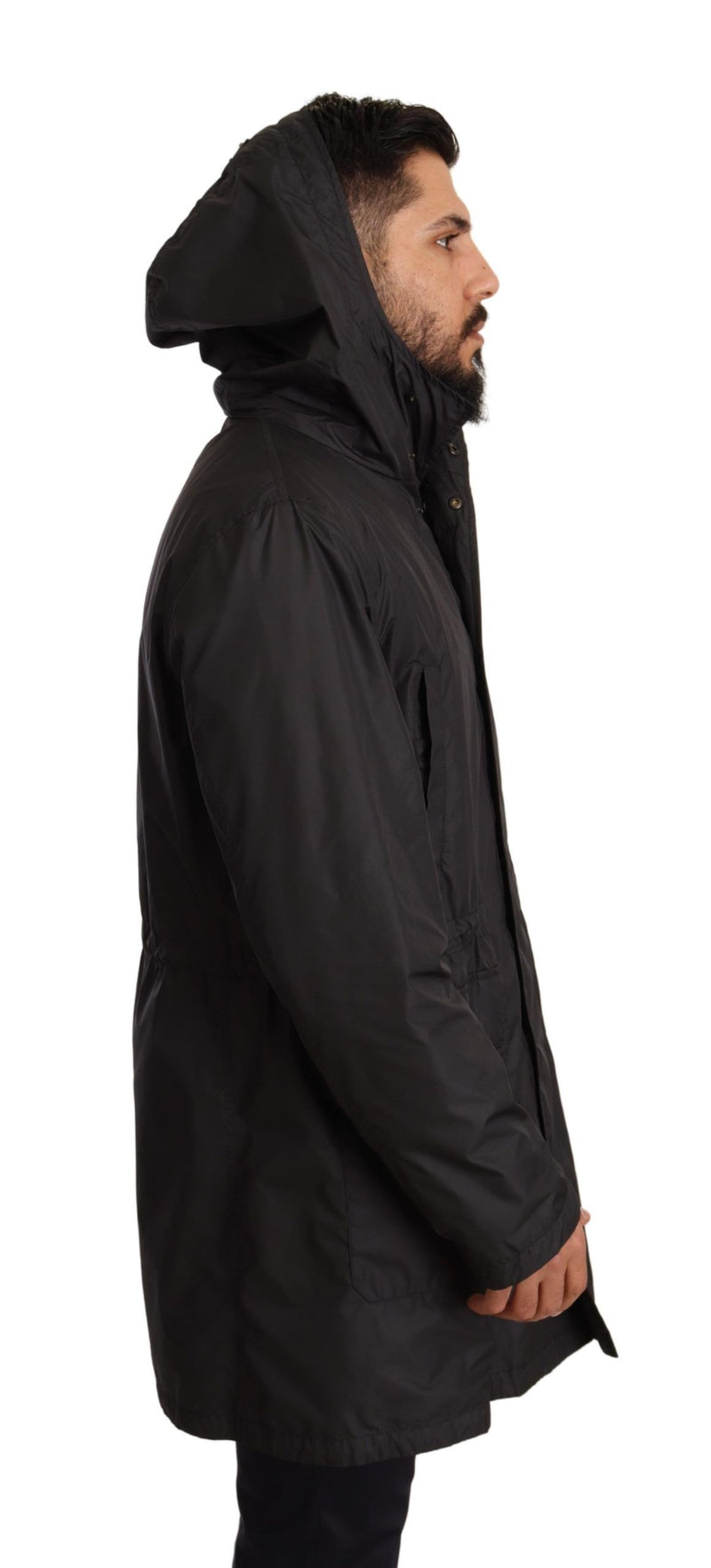 Trench nero con cappuccio da uomo Dolce & Gabbana