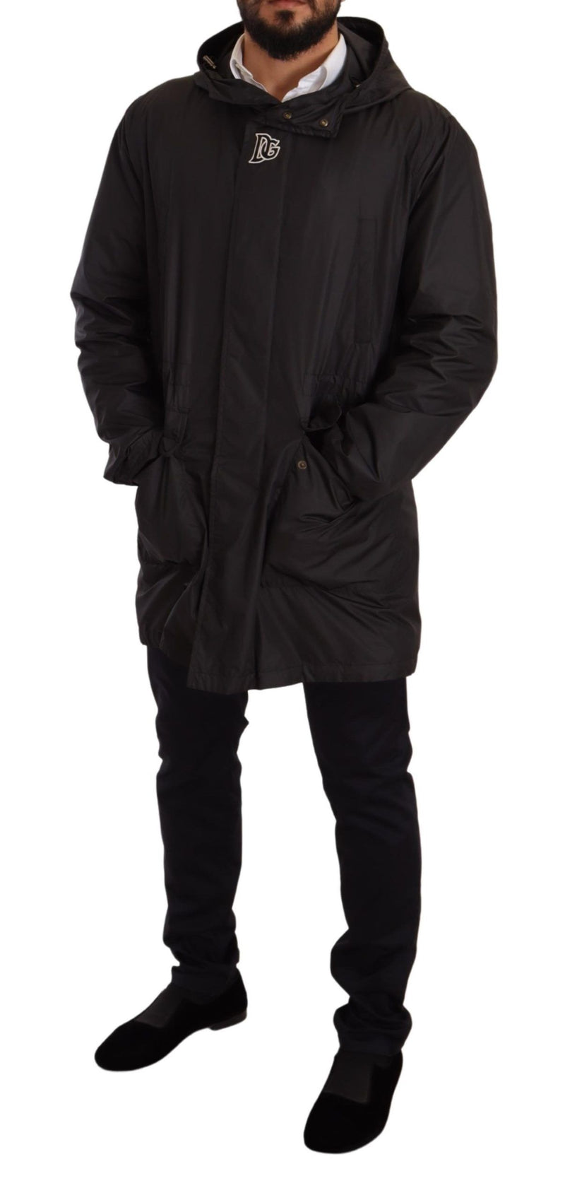 Trench nero con cappuccio da uomo Dolce & Gabbana