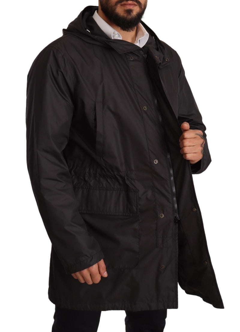 Trench nero con cappuccio da uomo Dolce & Gabbana