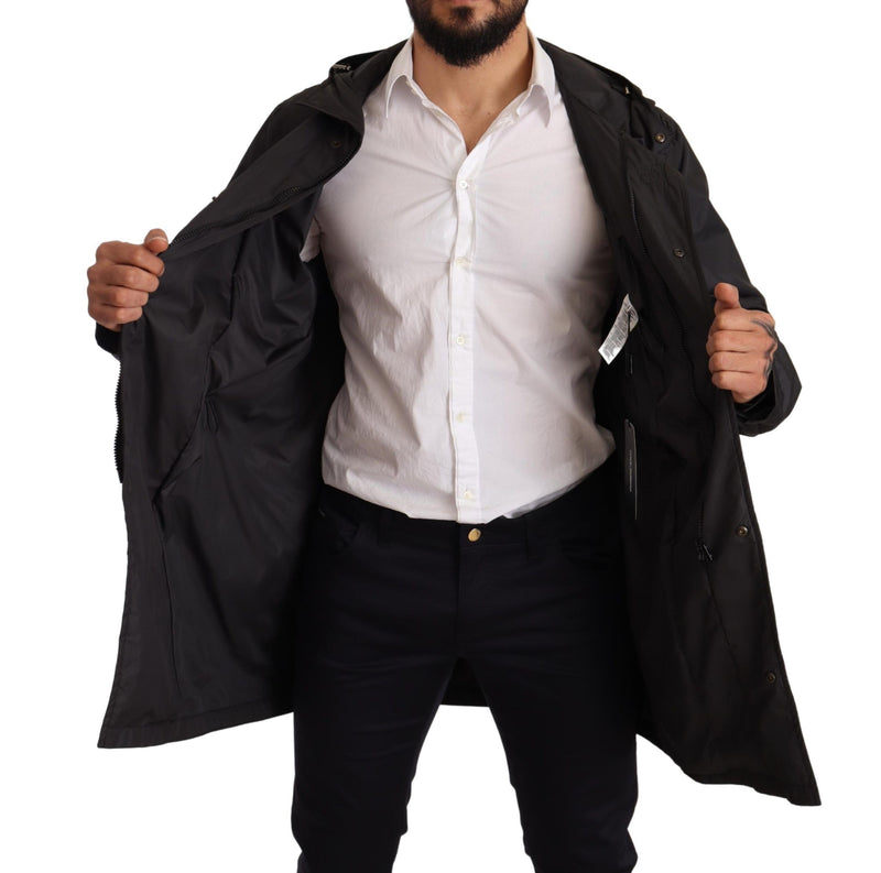 Trench nero con cappuccio da uomo Dolce & Gabbana