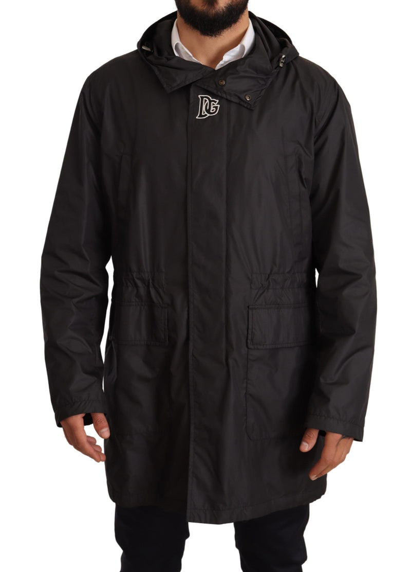 Trench nero con cappuccio da uomo Dolce & Gabbana