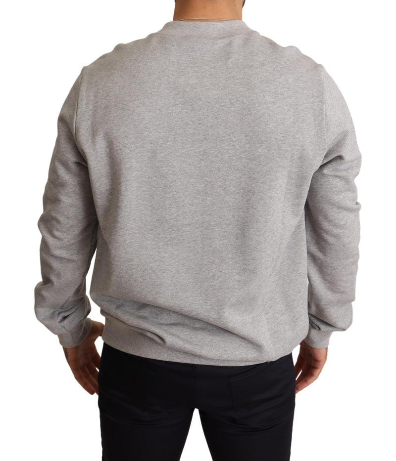 Pull en coton gris à imprimé couronne de roi Dolce & Gabbana