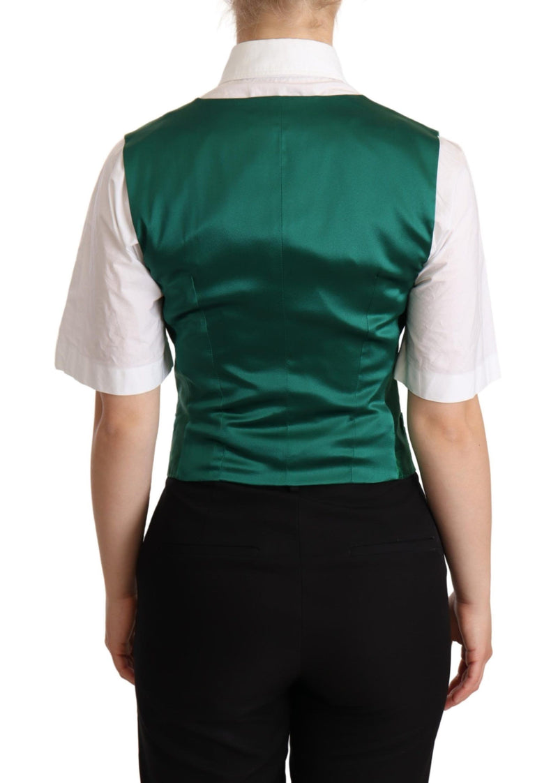 Colete sem mangas de cetim de seda verde Dolce & Gabbana