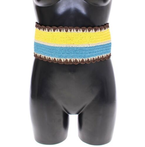Cinturón ancho de rafia amarilla a rayas de Dolce & Gabbana