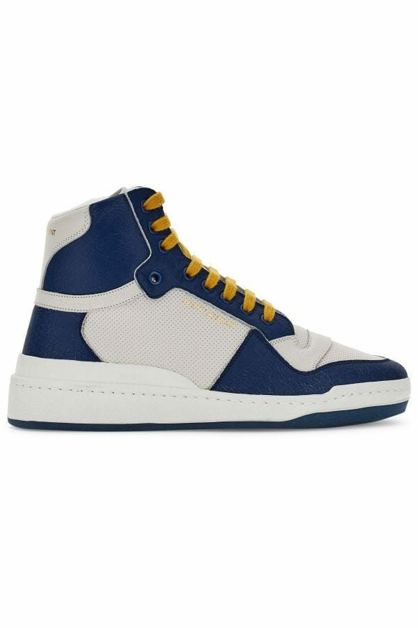 Baskets montantes en cuir de veau bleu Saint Laurent