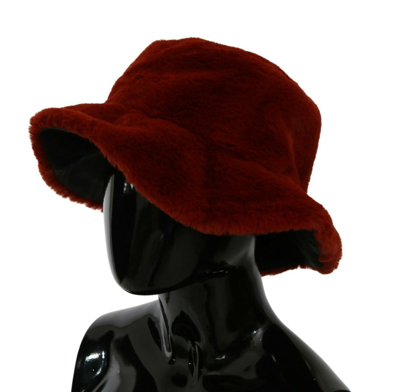 Chapéu bucket de aba larga com pelo vermelho bordô Dolce & Gabbana