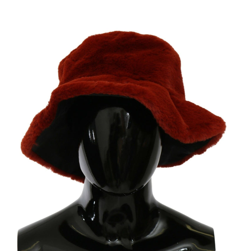Chapéu bucket de aba larga com pelo vermelho bordô Dolce & Gabbana