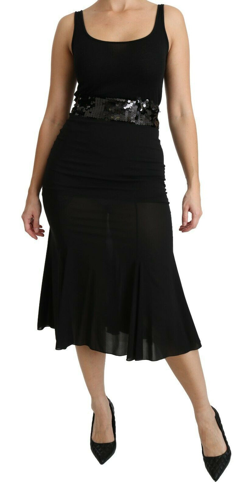 Jupe midi en soie noire à taille haute, coupe sirène Dolce & Gabbana