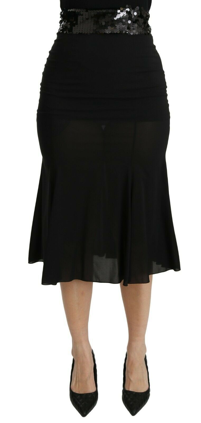 Jupe midi en soie noire à taille haute, coupe sirène Dolce & Gabbana