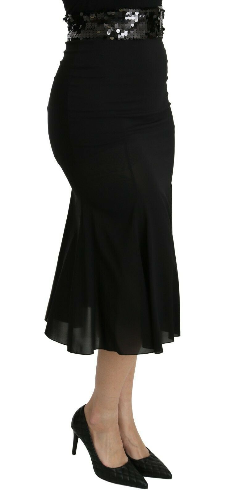 Jupe midi en soie noire à taille haute, coupe sirène Dolce & Gabbana