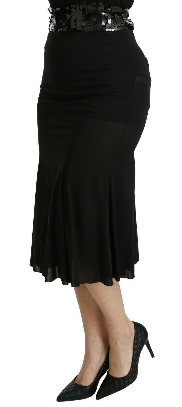 Jupe midi en soie noire à taille haute, coupe sirène Dolce & Gabbana