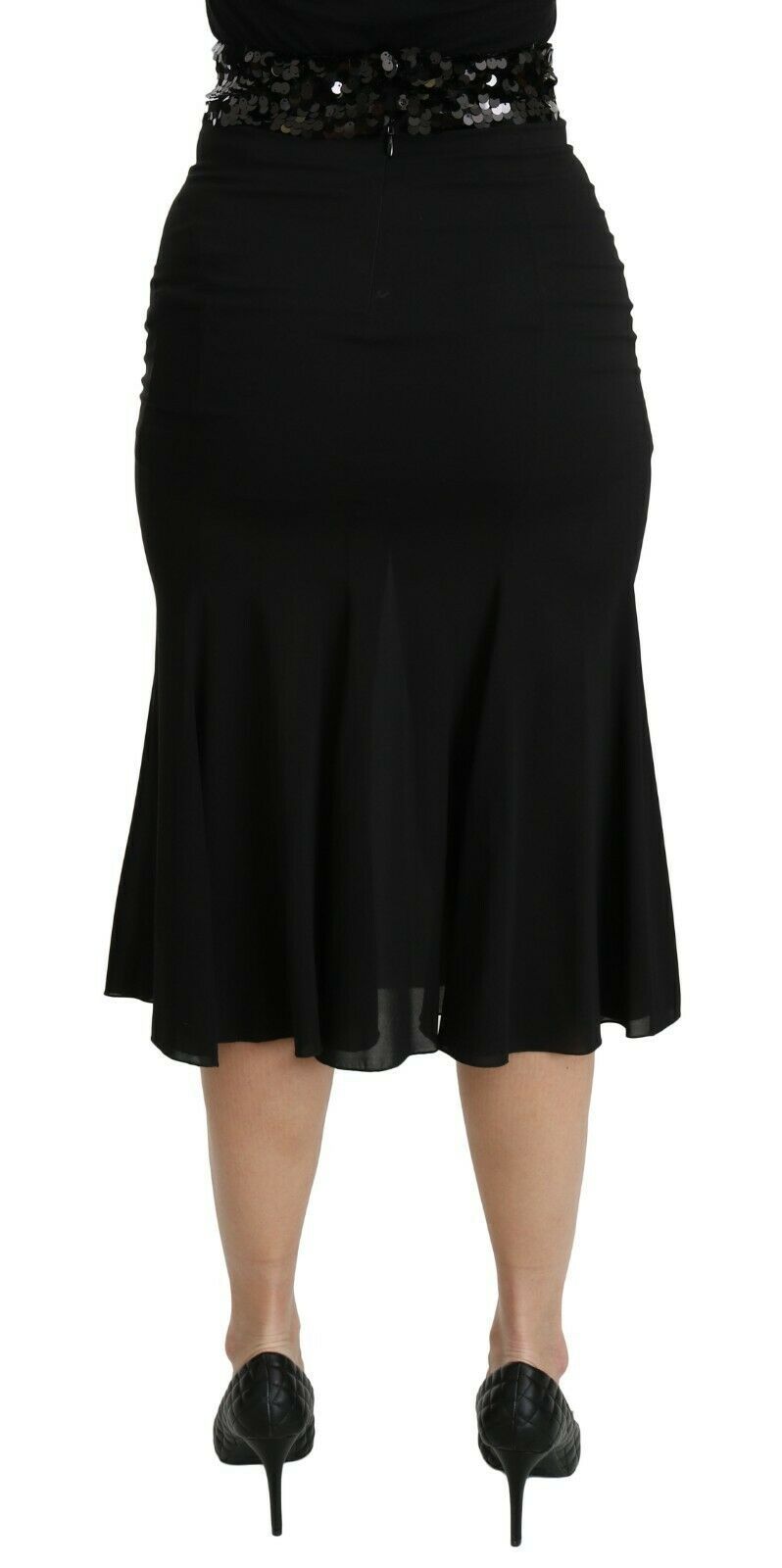 Jupe midi en soie noire à taille haute, coupe sirène Dolce & Gabbana