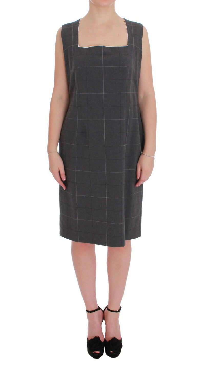 Conjunto de blazer e vestido de algodão xadrez cinza BENCIVENGA