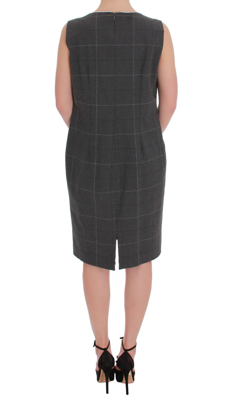 Conjunto de blazer e vestido de algodão xadrez cinza BENCIVENGA