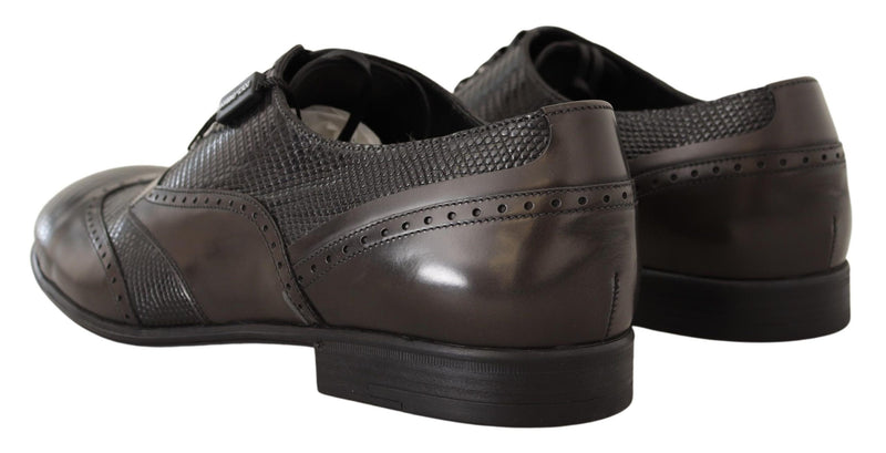 Scarpe Oxford eleganti in pelle marrone effetto lucertola Dolce & Gabbana
