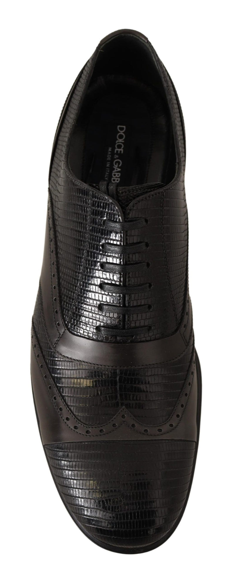 Scarpe Oxford eleganti in pelle marrone effetto lucertola Dolce & Gabbana