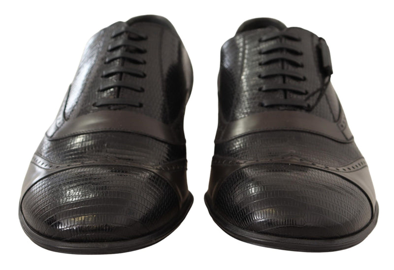 Scarpe Oxford eleganti in pelle marrone effetto lucertola Dolce & Gabbana