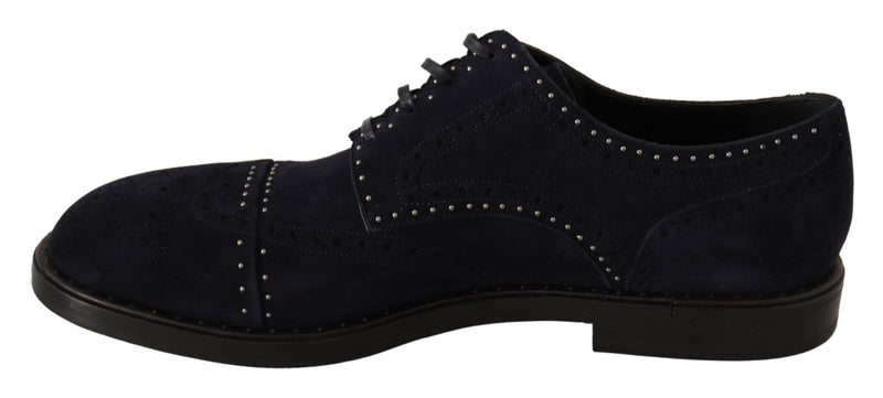 Zapatos Derby de ante azul con tachuelas de Dolce & Gabbana